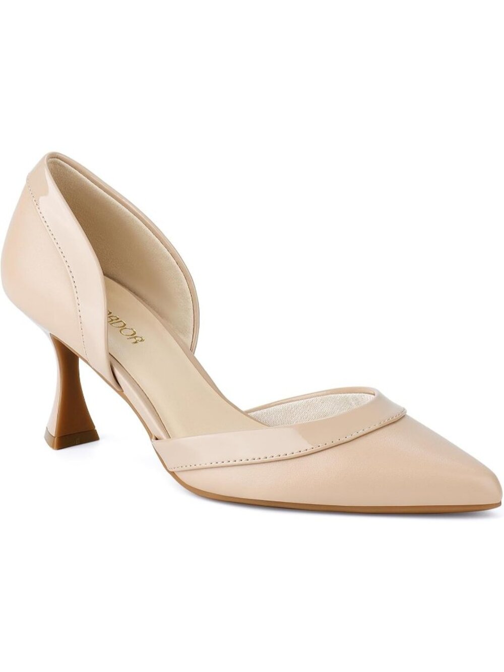 Women's Nude Low Heels Pointed Closed Toe Comfortable Stiletto Party Pumps Shoes